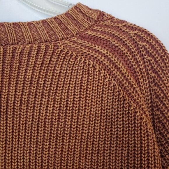 Braided Shoulder Sweater Split Cuff 100% Cotton Rust Brown EUC! Sz M - Picture 12 of 13